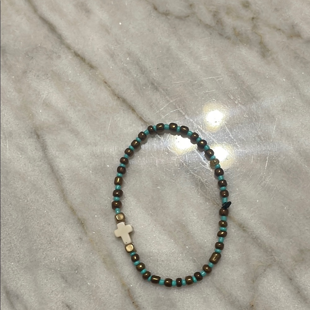Elegant Beaded Bracelet with Cross Accent